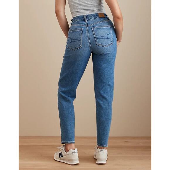 American Eagle Outfitters High Rise Mom Jeans Size 12 Long Blue - Picture 4 of 11